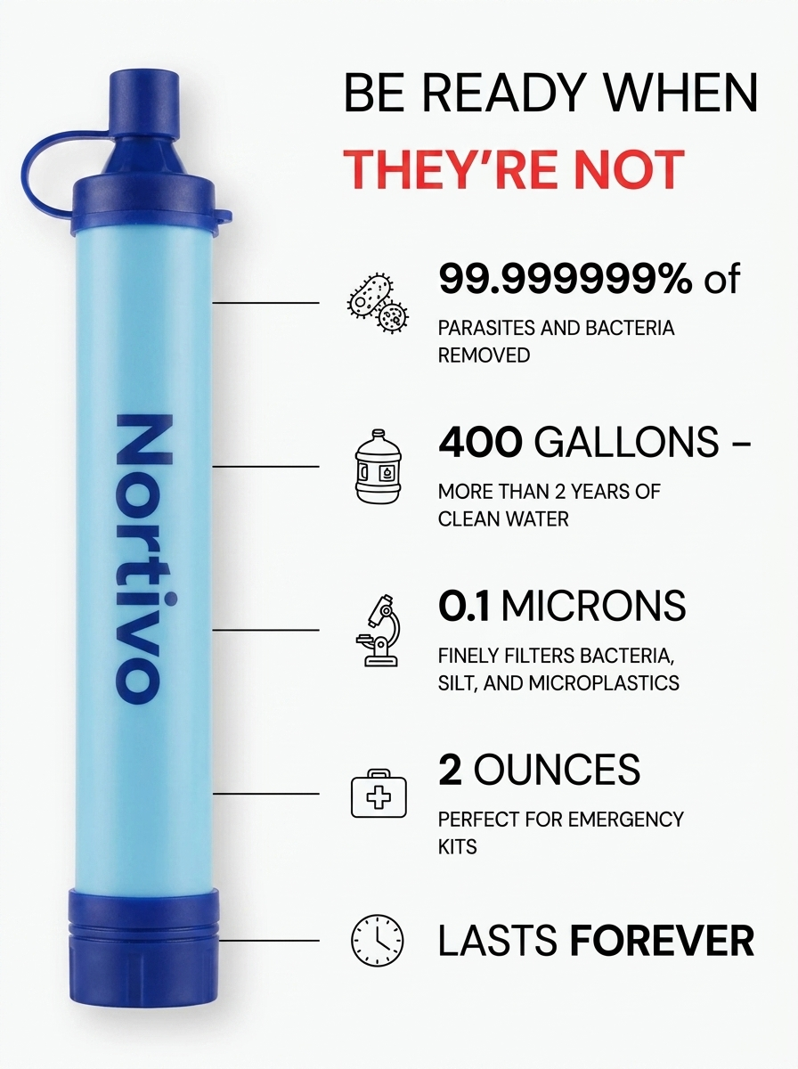 Hydra-X1 Emergency Water Filter Straw (400 gal)